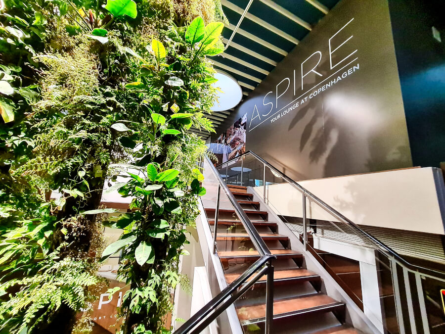 Treppenaufgang zur Aspire Lounge Kopenhagen